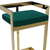 30" Green and Gold Metal and Velvet Low Back Bar Height Bar Chair