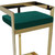 30" Green and Gold Metal and Velvet Low Back Bar Height Bar Chair
