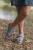 ROXONI Girls Comfort Sandals Double Buckle Adjustable Slip on Summer Slides Soft Footbed EVA Flat Slides Footbed Suede with Arch Support Non-Slip