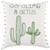 Homeroots Home Decor White Green Climb A Cactus Throw Pillow, White Green, 20 x 20 Inches