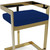 30" Blue and Gold Metal and Velvet Low Back Bar Height Bar Chair