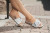 Roxoni Women Comfort Sandals Ribbon Bow Top EVA Flat Slides Footbed Suede with Arch Support Non-Slip