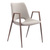 Set of Two Beige and Brown Upholstered Faux Leather Dining Arm Chairs