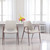 Set of Two Beige and Brown Upholstered Faux Leather Dining Arm Chairs