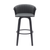 30" Gray And Black Faux Leather Swivel Bar Height Bar Chair