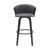 30" Gray And Black Faux Leather Swivel Bar Height Bar Chair