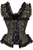 Top Drawer Gold/Black Swirl Brocade & Lace Steel Boned Corset w/Cap Sleeves