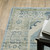2' X 8' Blue Grey Beige And Teal Oriental Power Loom Stain Resistant Runner Rug