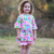 AnnLoren Little & Big Girls 3/4 Angel Sleeve Pink Green Big Floral Cotton Knit Ruffle Shirt
