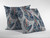 16” Blue Gray Tropical Leaf Zippered Suede Throw Pillow