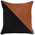 18" Black And Brown Faux Leather And Fabric Throw Pillow