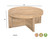 36" Natural Solid Wood Round Cross Legs Coffee Table
