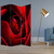 72" Red Canvas Folding Three Panel Screen Room Divider