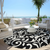8' Black And Ivory Round Floral Washable Indoor Outdoor Area Rug - 608219070939