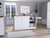 Sleek and Modern White and Dark Brown Kitchen Island - 606114645344