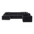 138" Black Chenille Modular Sofa Chaise With Ottoman And Toss Pillows - 880024720654