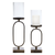 Antiqued Bronze Geometric Glass Metal Tabletop Hurricane Candle Holders - 880016747690