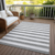 9' X 12' Gray and White Striped Washable Non Skid Indoor Outdoor Area Rug - 608219257491