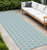 12' Aqua And Ivory Geometric Indoor Outdoor Runner Rug - 880016470598
