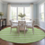 8' Round Green and White Round Striped Washable Non Skid Indoor Outdoor Area Rug - 608219046255