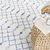 8' Ivory and Blue Geometric Round Rug - 608219059224