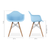 Blue And Natural Heavy Duty Plastic And Solid Wood Dining Arm Chair - 608219206932