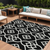 8' X 10' Black And Ivory Trellis Washable Indoor Outdoor Area Rug - 608219225667
