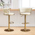 Set of Two Beige and Gold Velvet and Metal Low Back Adjustable Height Swivel Bar Chairs - 880024639789