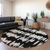 8' Black Ivory And Gray Round Striped Washable Indoor Outdoor Area Rug - 608219344146
