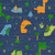 5' X 7' Blue Orange And Green Dinosaurs Youthful Washable Area Rug - 880024949260