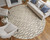 10' Ivory And Taupe Geometric Hand Tufted Round Rug