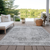 10' X 14' Gray And Ivory Oriental Washable Indoor Outdoor Area Rug - 880016562453