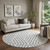 8' Gray And Ivory Geometric Washable Round Rug With UV Protection - 880016702682
