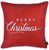 Set of Four 18" Red And White Merry Christmas Christmas Snowflakes Fabric Throw Pillow Covers