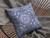 16” Indigo White Boho Ornate Zippered Suede Throw Pillow