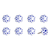 Set of Eight Blue And White Ceramic And Metal Drawer Pull Knobs - 608219383596