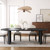 79" Black Solid Wood With Rattan Double Pedestal Base Oval Dining Table - 880024921174