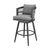 37" Gray Metal Swivel Outdoor Counter Height Bar chair with Footrest - 608219190712