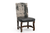 Set of Two Black Gray And Dark Brown Solid Wood Upholstered Chenille And Leather Dining Side Chairs - 608219066673