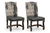 Set of Two Black Gray And Dark Brown Solid Wood Upholstered Chenille And Leather Dining Side Chairs - 608219066673