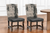 Set of Two Black Gray And Dark Brown Solid Wood Upholstered Chenille And Leather Dining Side Chairs - 608219066673