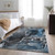 3' X 5' Blue And Charcoal Abstract Washable Area Rug With UV Protection - 880016745627