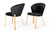 Set of Two Black Velvet Rosegold Dining Chairs - 606114578383