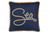Homeroots Home Decor 17 X 17 Inches Navy Blue and Brown Zippered Polyester and Burlap Blend Throw Pillow with Embroidery