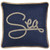 Homeroots Home Decor 17 X 17 Inches Navy Blue and Brown Zippered Polyester and Burlap Blend Throw Pillow with Embroidery