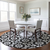 8' Black Gray And Silver Round Floral Medallion Washable Indoor Outdoor Area Rug - 608219360986
