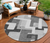 8' Silver Ivory And Charcoal Round Geometric Washable Indoor Outdoor Area Rug - 880016717020