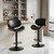 Set of Two Black and Brown Faux Leather Wood And Aluminum Adjustable Height Swivel Bar Chairs - 880016640762