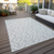 9' X 12' Silver And Ivory Geometric Washable Indoor Outdoor Area Rug - 608219112288