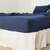 Navy Linen King Fitted Sheet - 608219282615